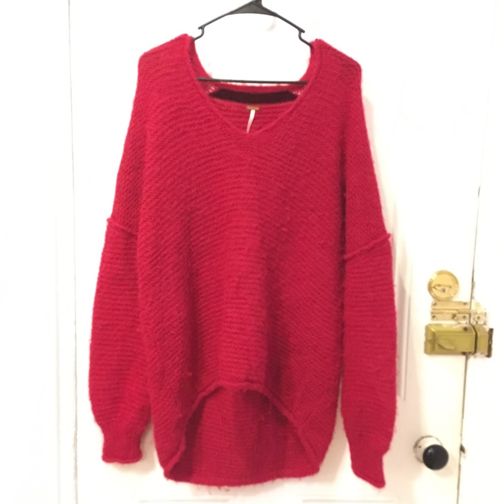 Hot pink fuzzy alpaca sweater